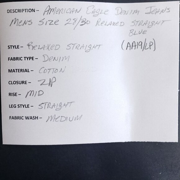 American Eagle Denim Jeans Mens Size 28/30 Relaxed Straight Blue - Picture 8 of 8